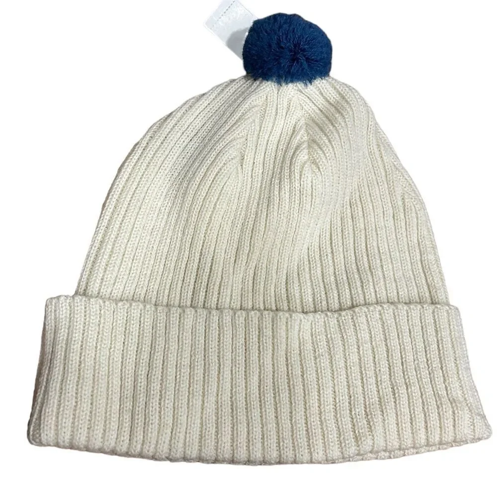 Sean John Vintage SJ Logo Y2K Millennium Ribbed Wool Beanie Hat with Pom